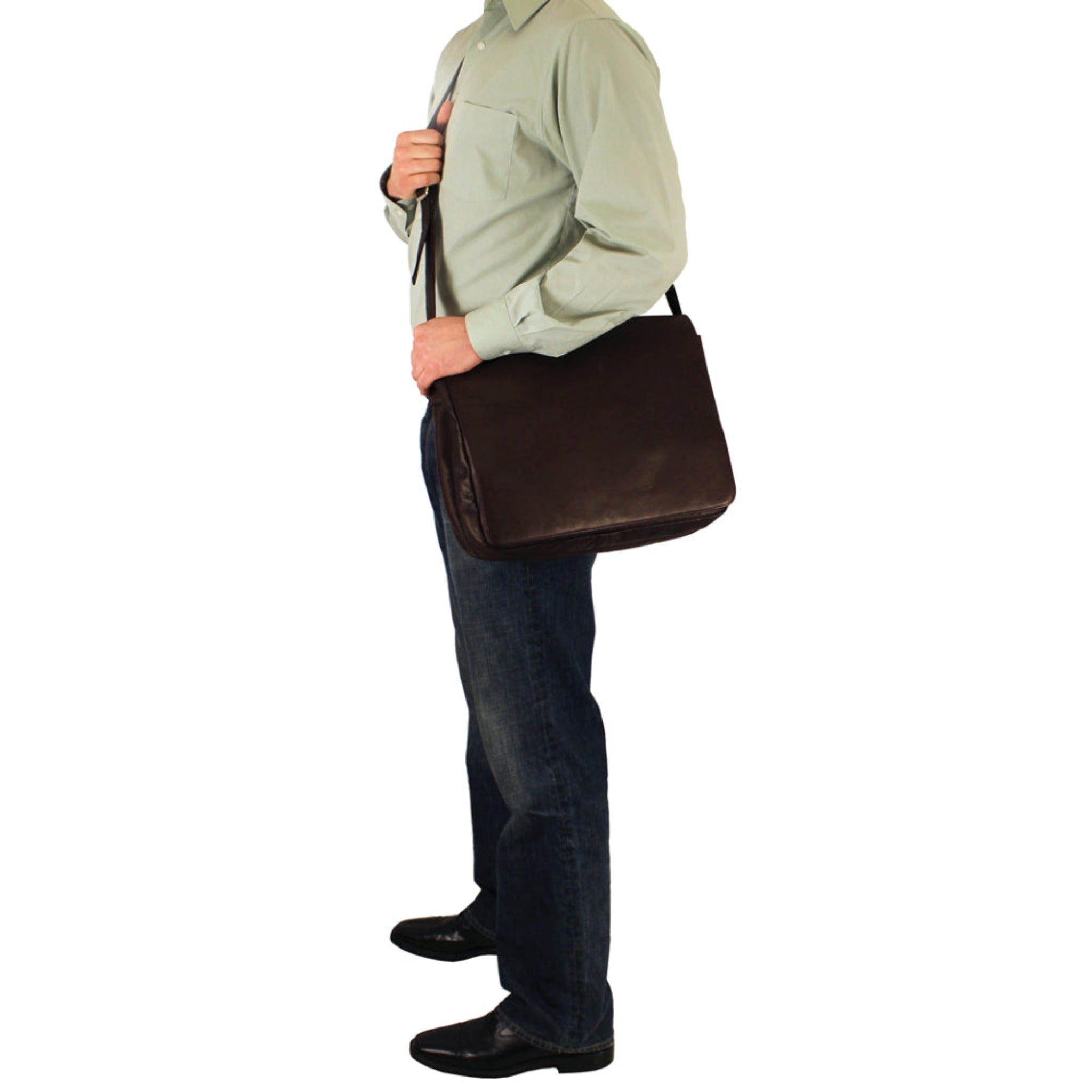 Yosemite Leather Laptop Messenger Bag- Md - Image 5
