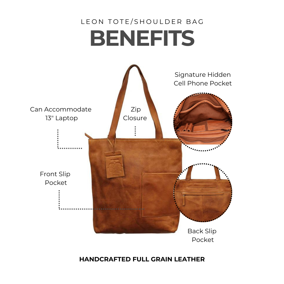 Leon Leather Tote Bag - Image 4